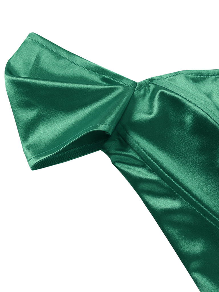 Haut à épaules dénudées en satin uni style tribunal années 1930
