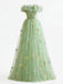Green floral dress on a white background