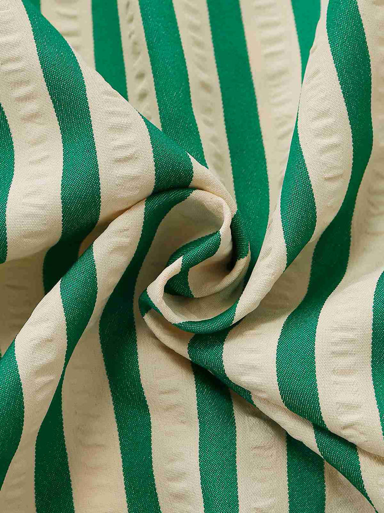 Close-up of green and white striped fabric