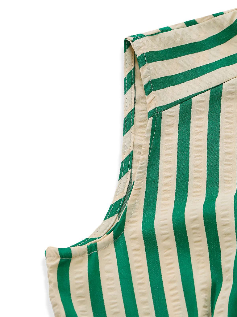 Green and beige striped fabric on a white background
