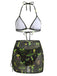 Gothique Champignon Crâne Dos-Nu Résille Ensemble Bikini Verte Années 1960 3