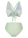 Vintage wrap bikini with crisscross top and high waist bottoms in 1950s retro style