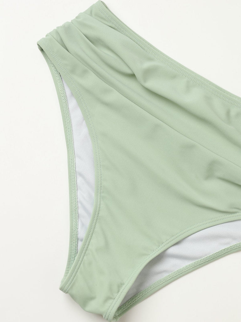 Vintage wrap bikini with crisscross top and high waist bottoms in 1950s retro style