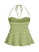 Y2K Uni Texturé Halter Froncé Babydoll Haut 4