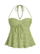 Y2K Uni Texturé Halter Froncé Babydoll Haut 3