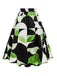 Skirt with black, white, and green abstract pattern on a white background