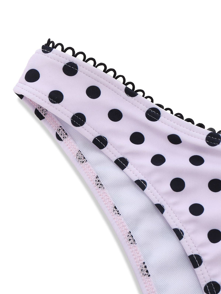 Ensemble tankini rose à pois et nœud années 1950