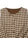 2PCS Gilet et jupe plissés à carreaux vichy marron des années 1960