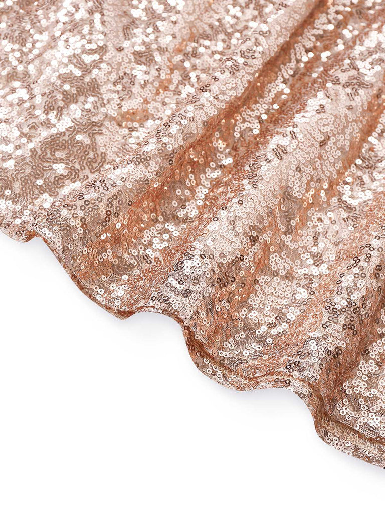 Robe à sequins champagne à épaules dénudées années 1930