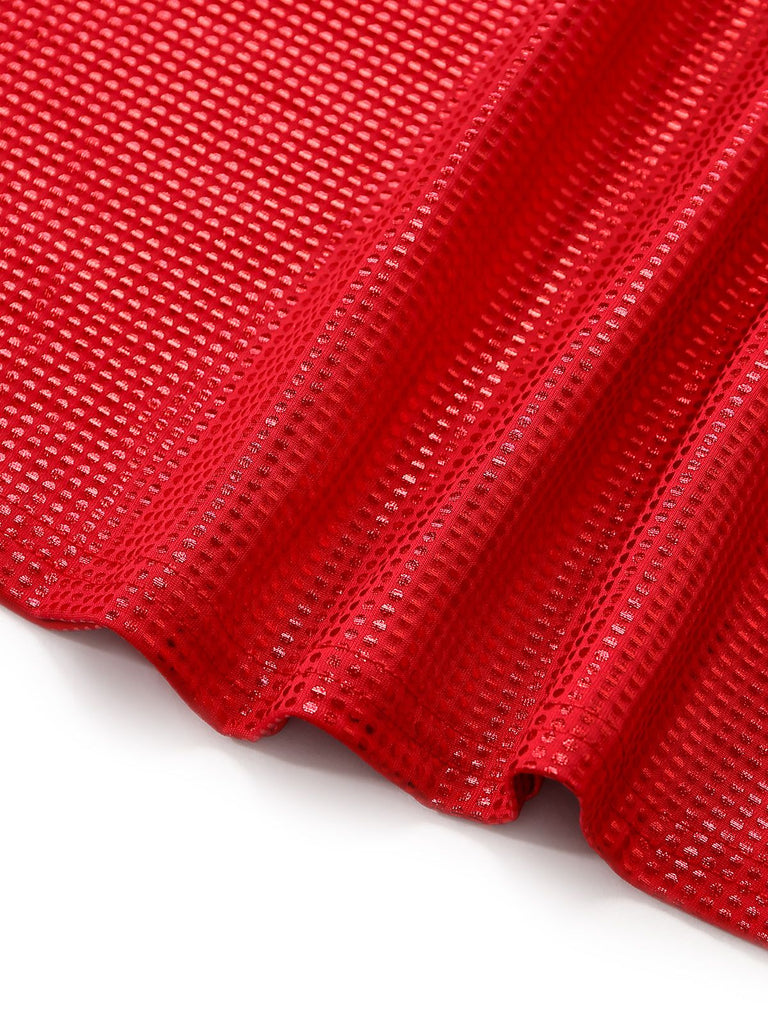 Robe uni maille pailletée boucle col carré 1980s