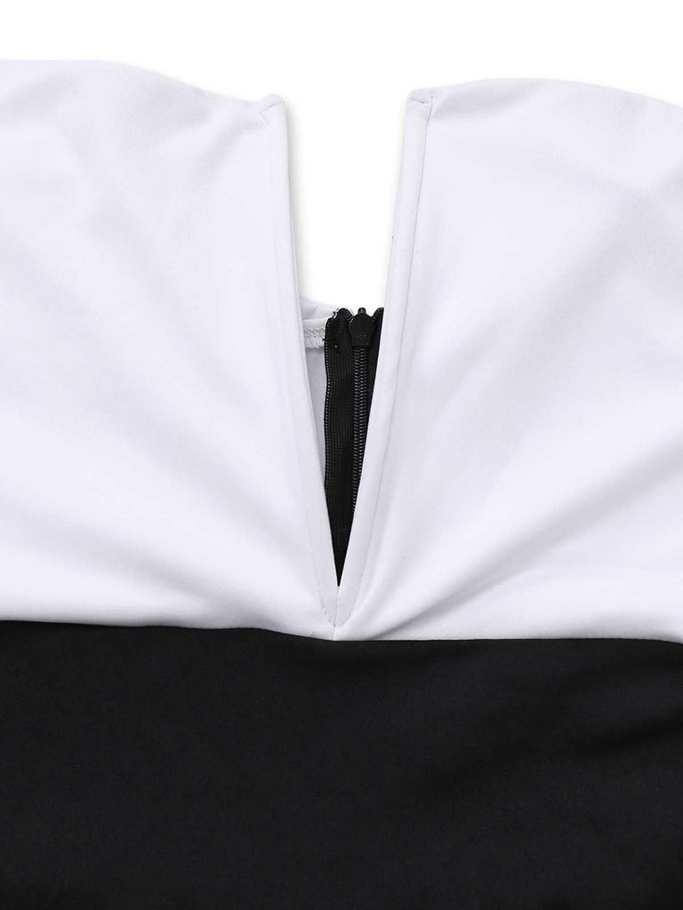 Combinaison à épaules dénudées et col en V profond contrasté années 1970