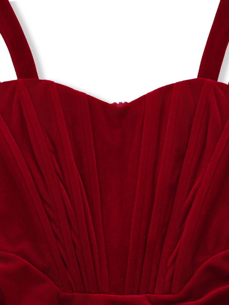 Robe courte velours corset ruché cœur 1980s