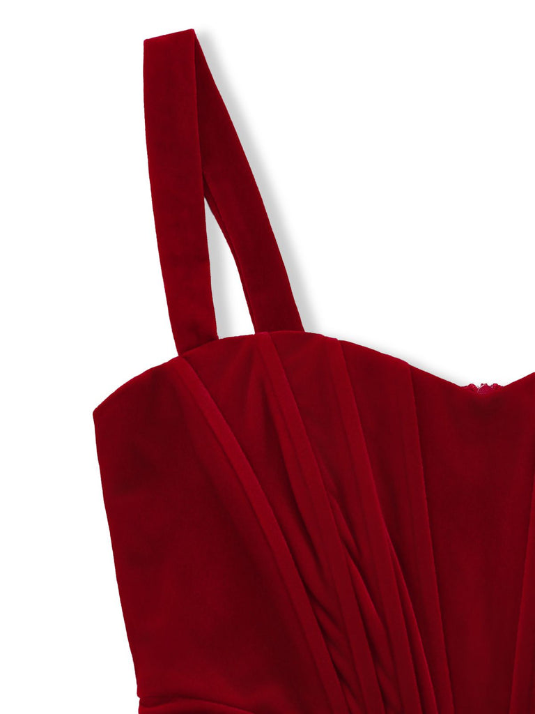 Robe courte velours corset ruché cœur 1980s