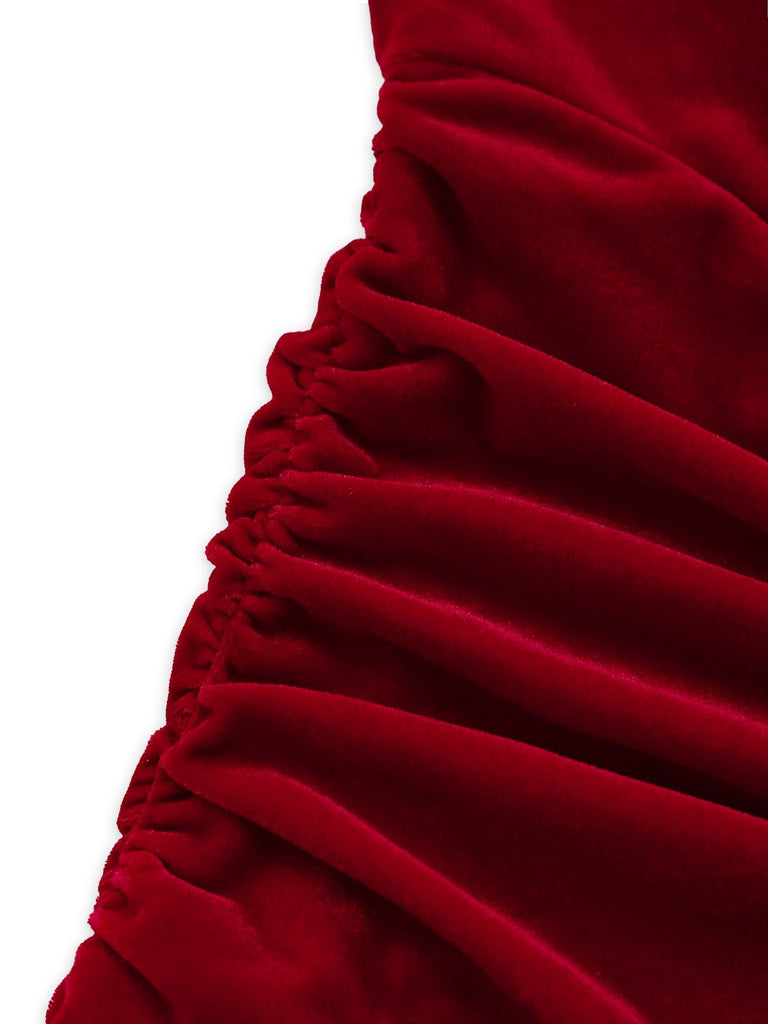 Robe courte velours corset ruché cœur 1980s