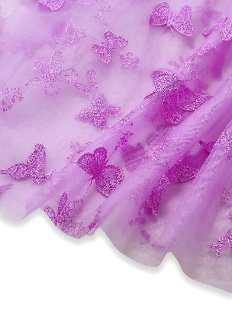 Robe Maxi Bretelles Épaghetti Papillons 3D Maille Années 1930