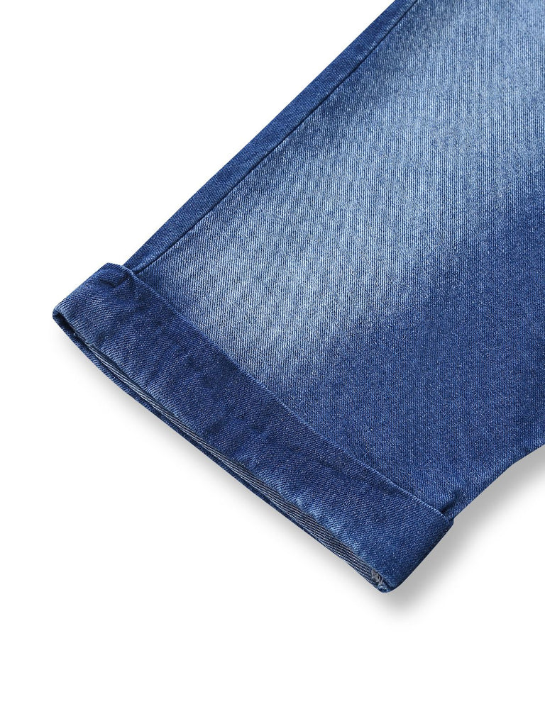 Combinaison Denim Revers Boutonnée Ceinturée Années 70