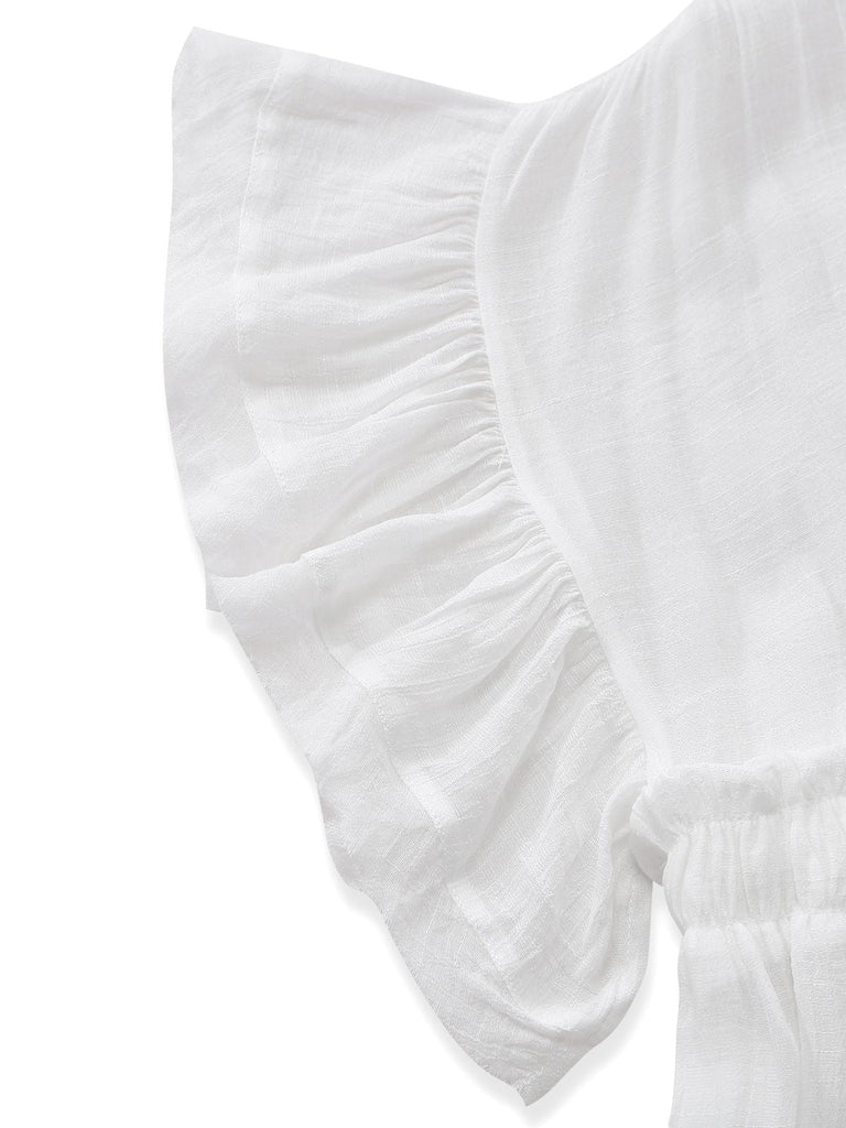 Cache Maillot de plage en rayonne flammée à col en V années 1930