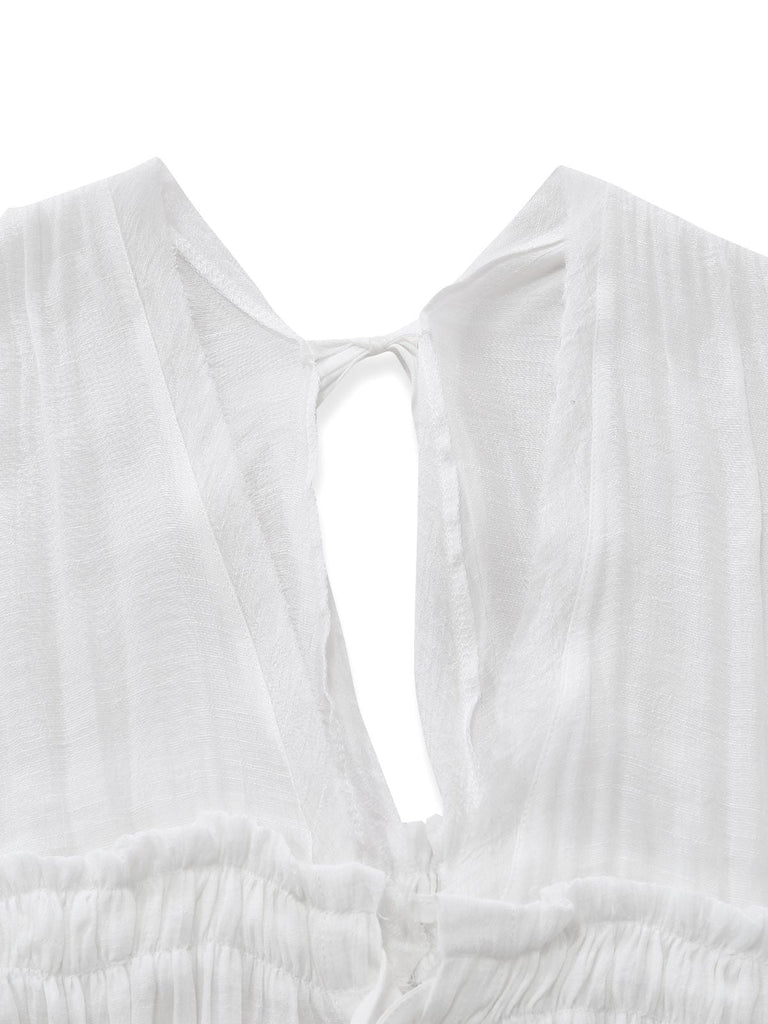 Cache Maillot de plage en rayonne flammée à col en V années 1930