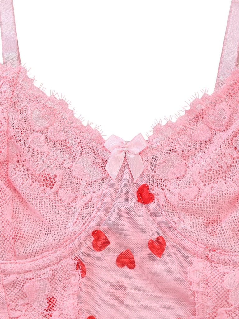 [Prévente] Body De Nuit Dentelle Cœur Transparent Année 1980