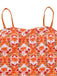 Maillot de bain orange imprimé cocotier tropical années 1960