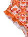 Maillot de bain orange imprimé cocotier tropical années 1960