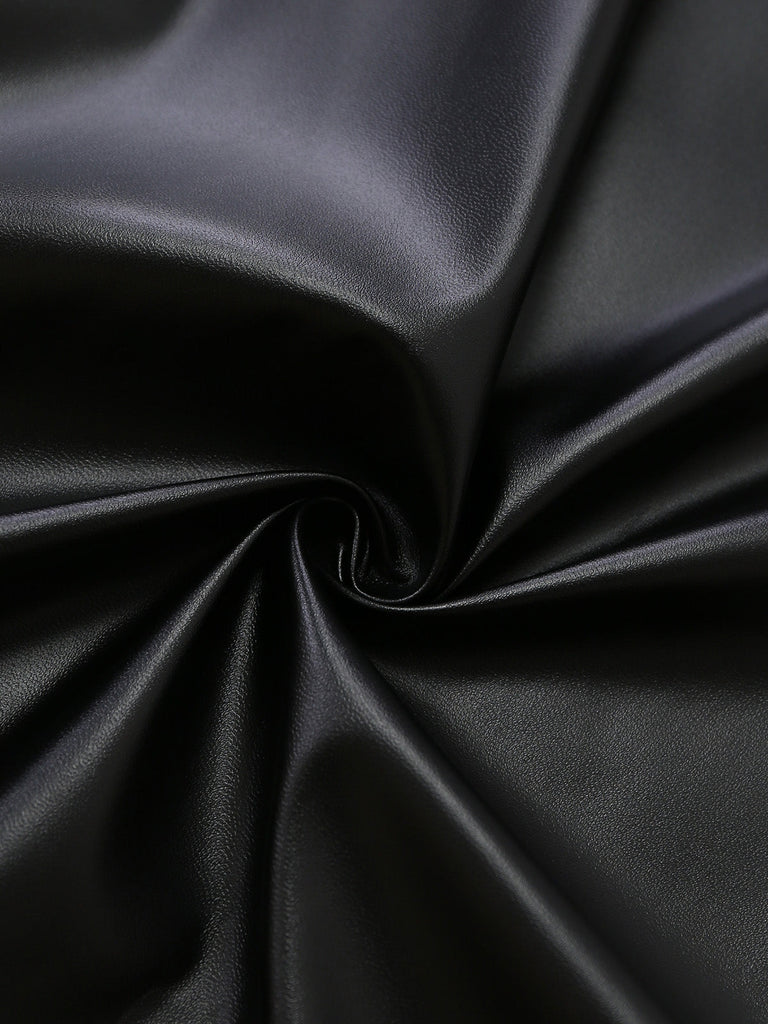 Trench-coat noir en similicuir avec ceinture années 1960 - 5