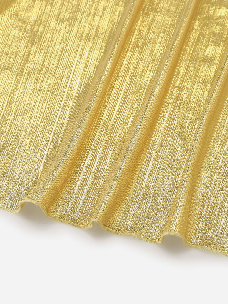 Cache-maillot métallique doré avec détail de nœud années 1980