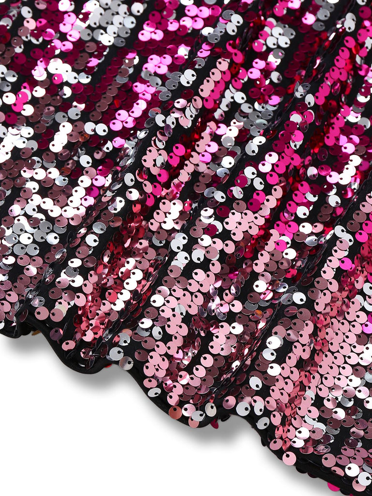 Robe moulante à sequins multicolores bretelles spaghetti des années 1980