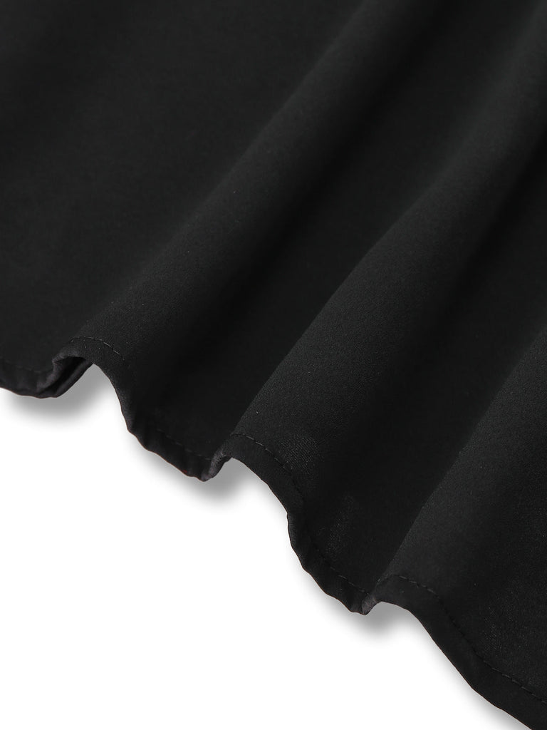 Robe noire à épaules dénudées contrastées des années 1980