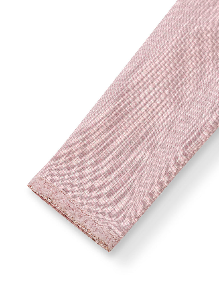 Ensemble blazer et jupe boutonnés rose pâle années 1980