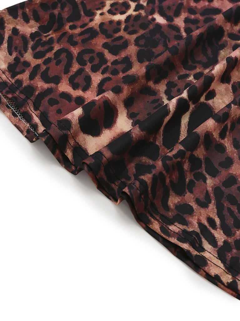 Robe à bretelles spaghetti dos nu à imprimé léopard années 1930