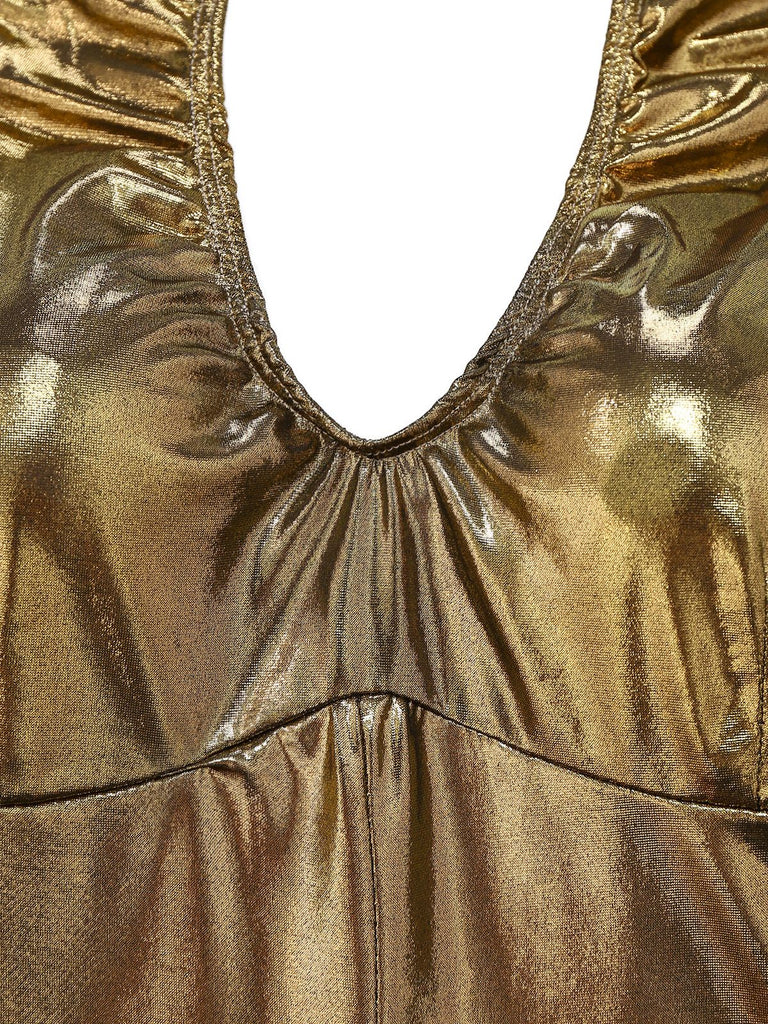 Combinaison dos nu métallisée disco années 1970