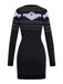 Robe pull noire à pois style fantôme d'Halloween des années 1960