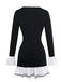 Robe noir et blanc à volants en tricot contrasté années 1970