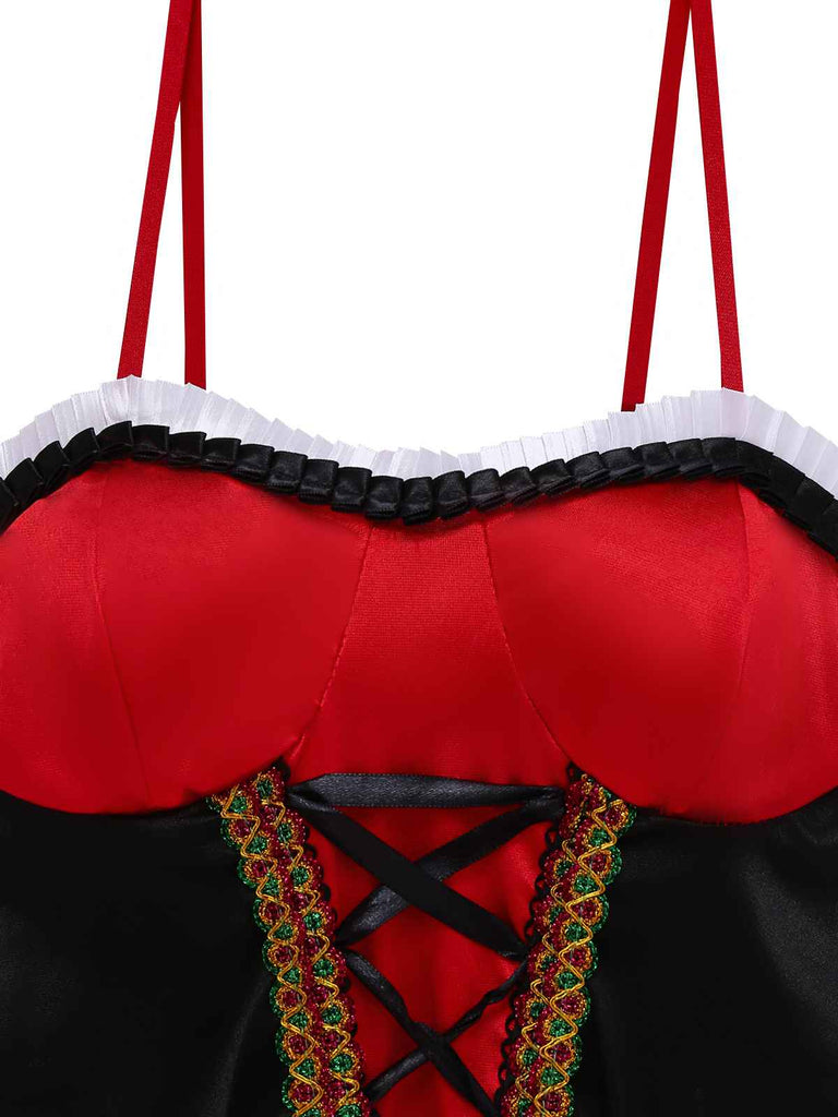 3PCS Cape rouge avec robe corset années 1970