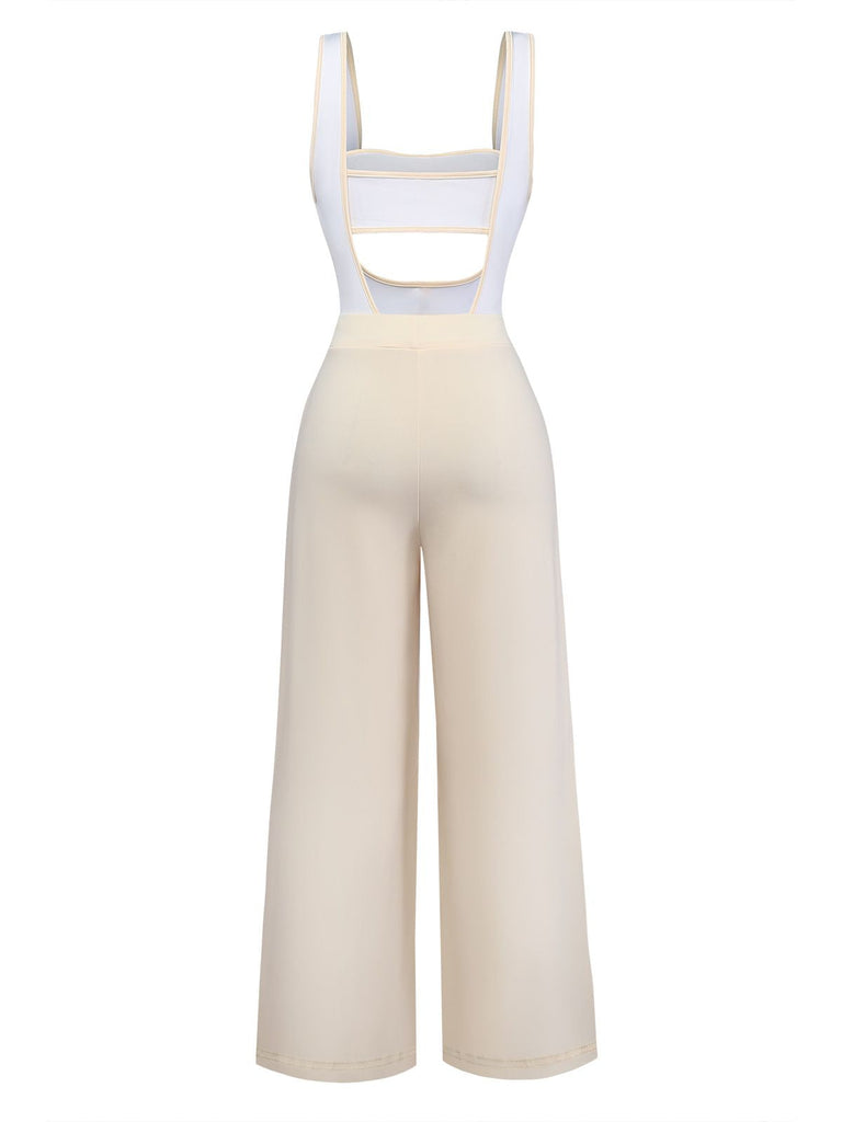 Combinaison bretelles à découpes patchwork années 1950