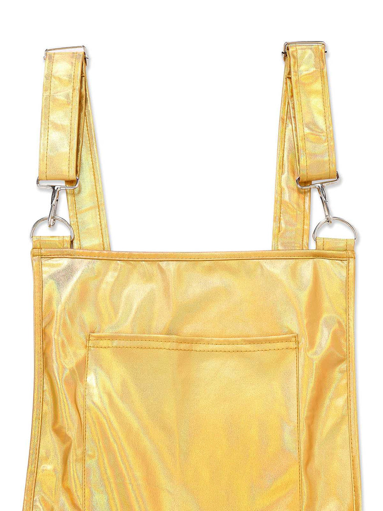 Robe à bretelles métallisée holographique années 1970