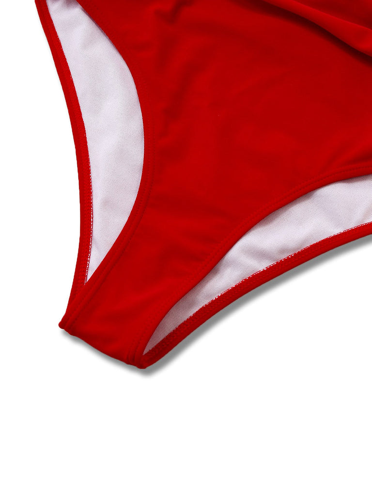 [Prévente] Maillot de bain une pièce rouge à fronces et dos nu ajouré années 1930