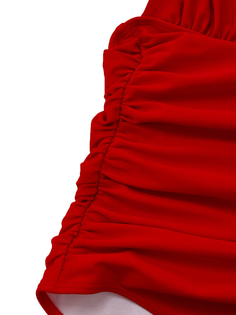 [Prévente] Maillot de bain une pièce rouge à fronces et dos nu ajouré années 1930