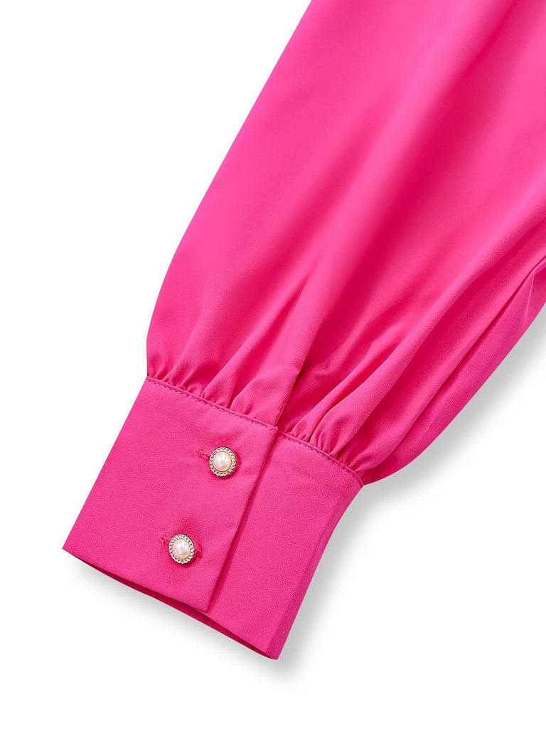 Combinaison rose poudré décolleté en V profond ceinture et manches lanternes années 60