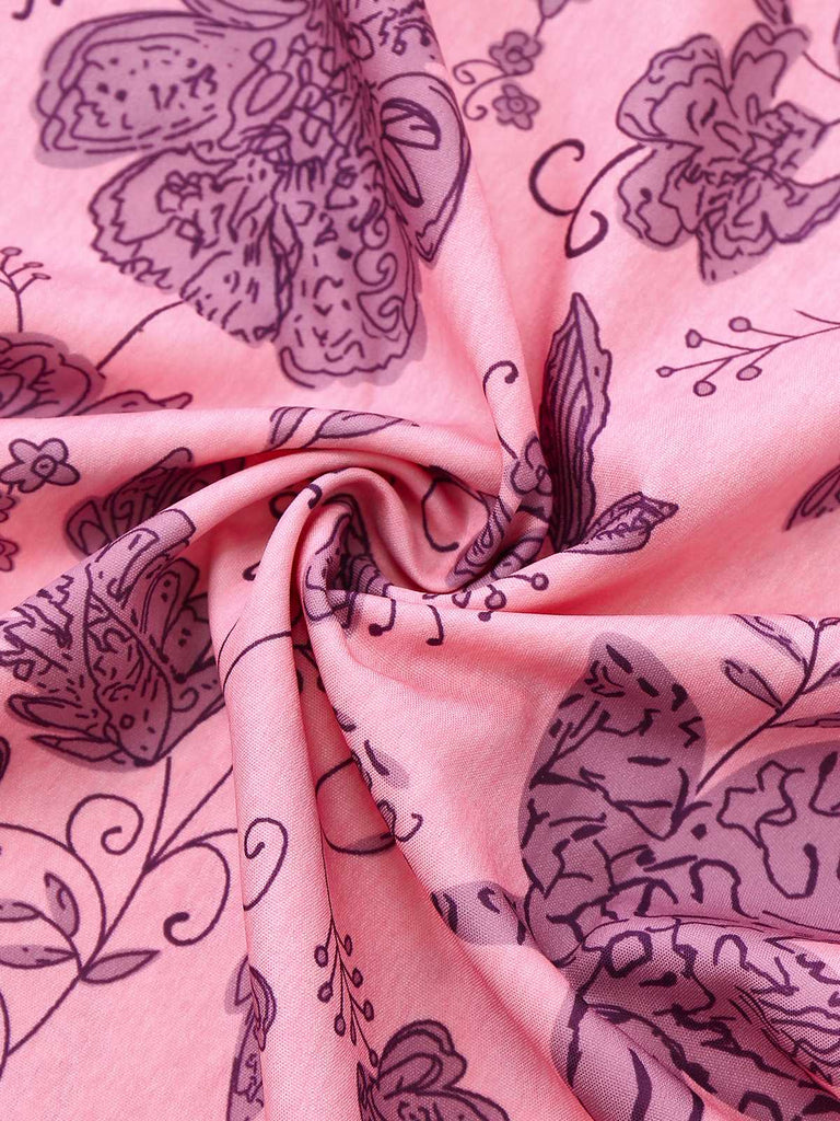 Combinaison Rose Bretelles Épaghetti Fleurs Smockée Années 1970