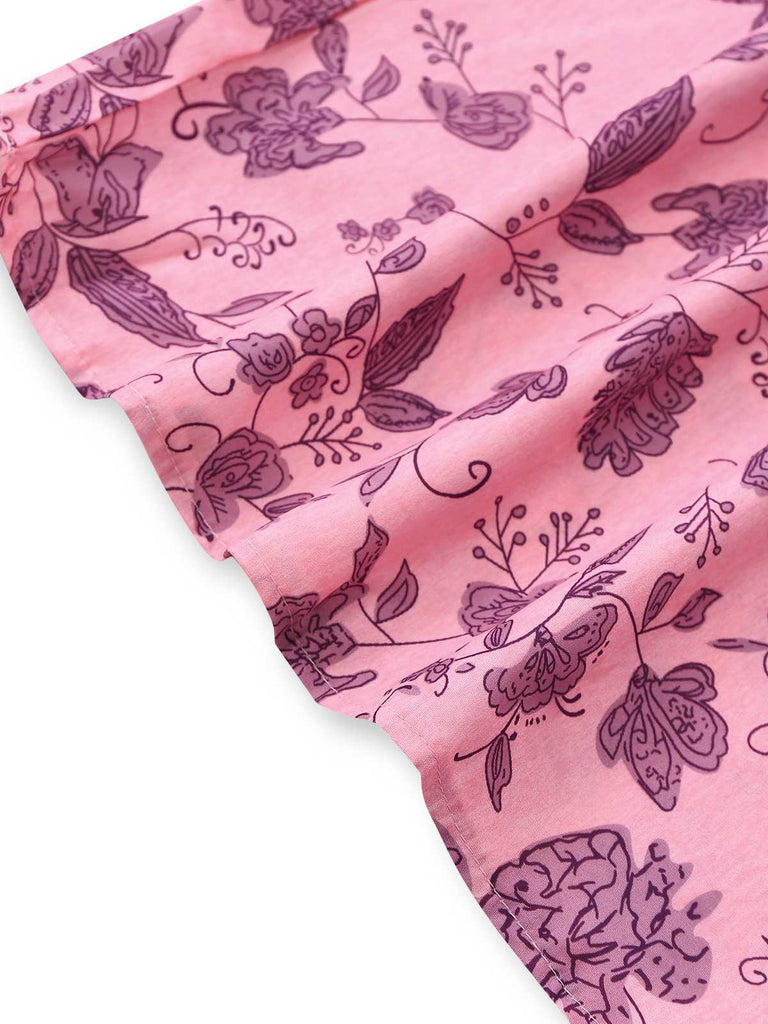 Combinaison Rose Bretelles Épaghetti Fleurs Smockée Années 1970