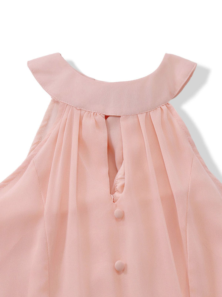 Robe longue pêche à dos nu découpes et boutons sur le devant années 1940