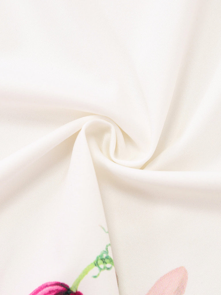 Robe-chemise fleurie à col halter et taille nouée années 1950 - 4