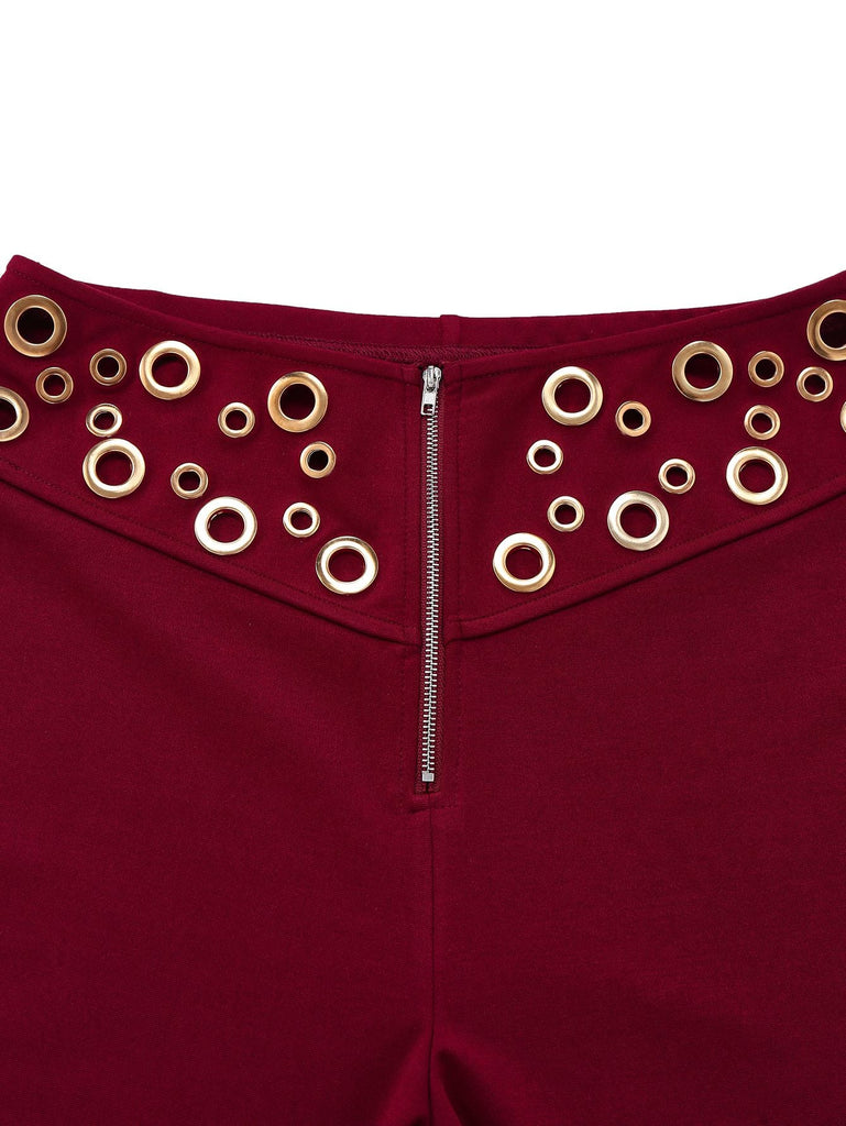 2PCS Haut & Pantalon Punk Sans Bretelles Boucle Métallique Année 1970