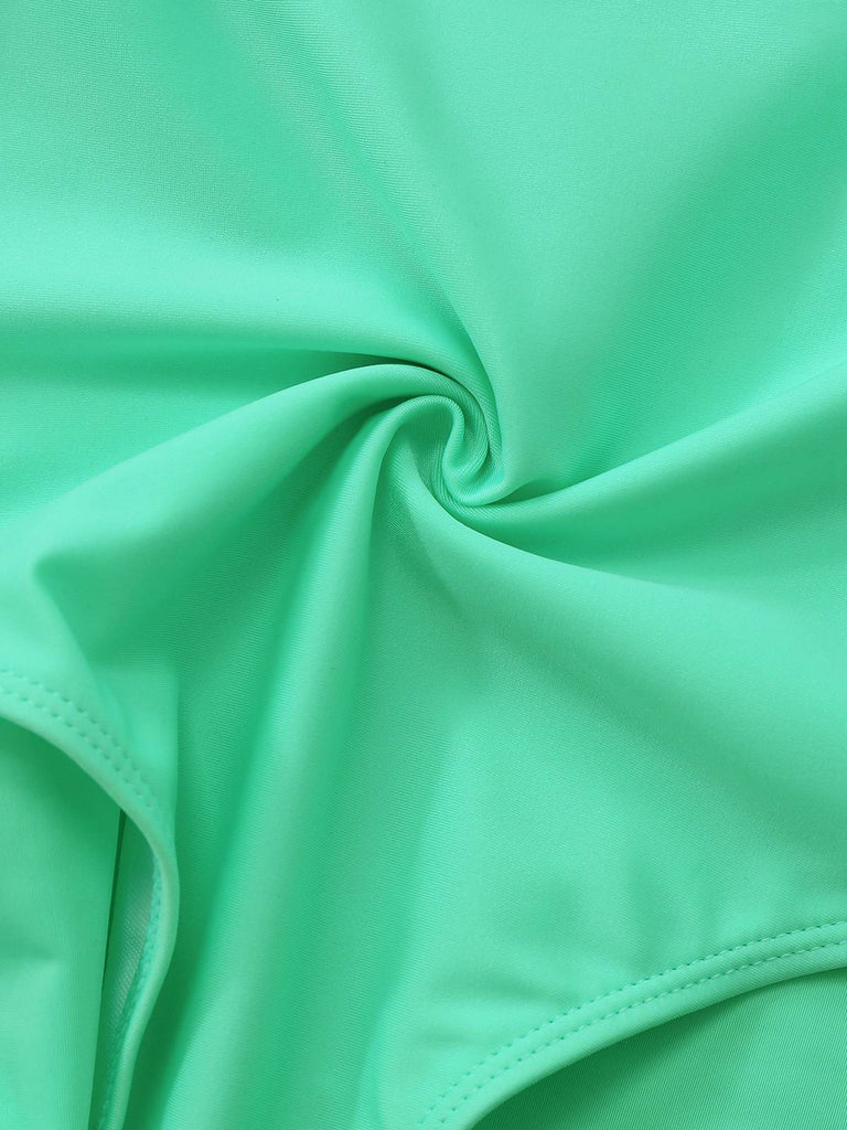 Maillot De Bain Une Pièce Col V Profond Ondulé Patchwork Année 1940