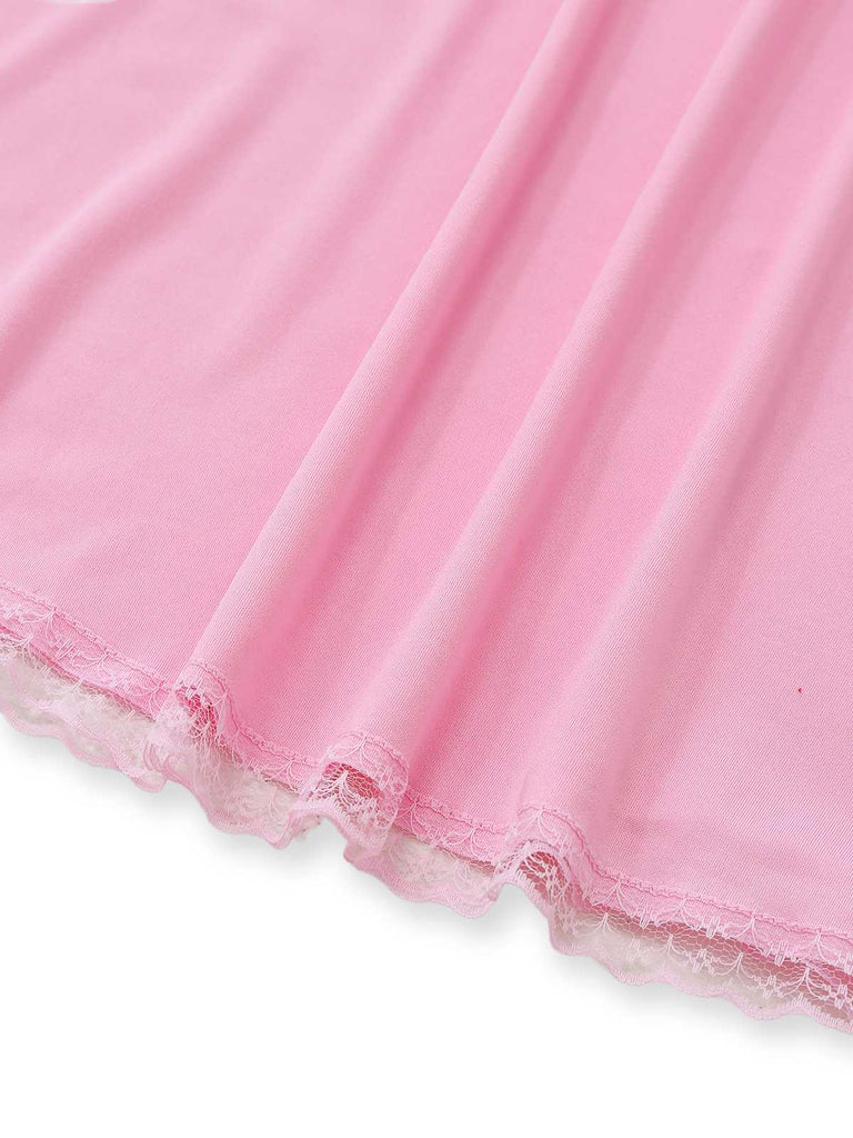 Nuisette à fines bretelles et nœud en dentelle années 1940