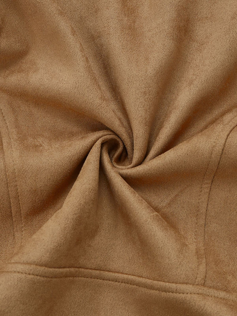 Veste avec bordure en fausse fourrure et broderie de roses années 1970