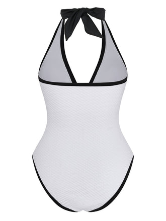 Maillot de bain bouton dos nu col V 1950s