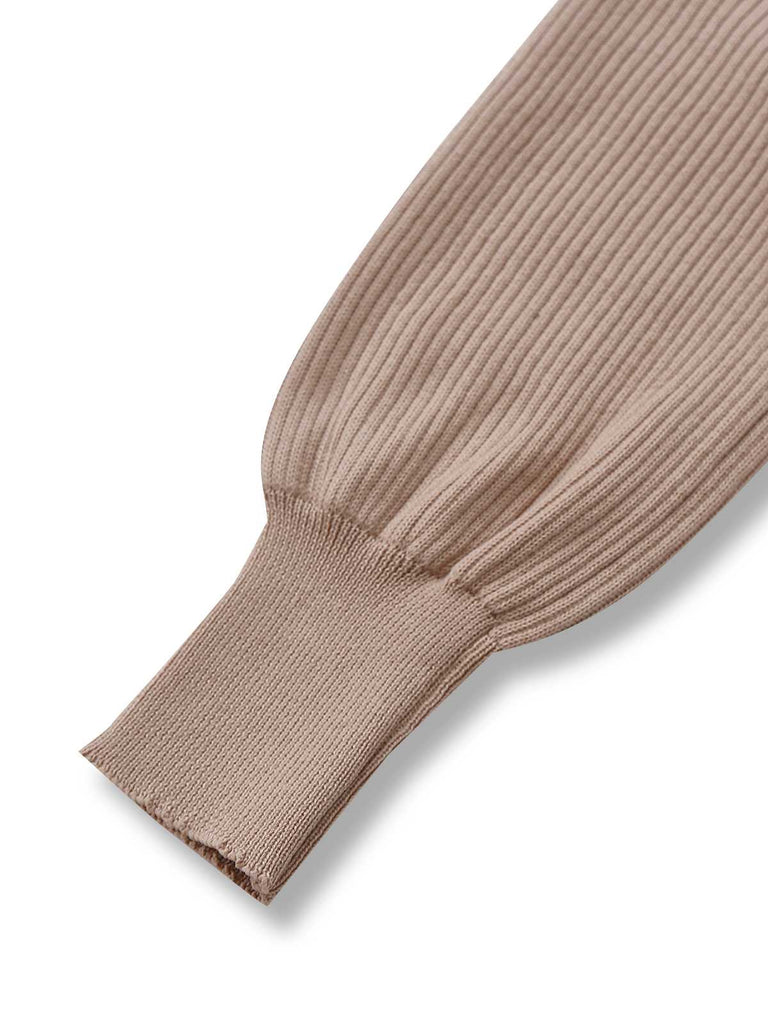 Robe Tricot Kaki Épaules Dénudées Dentelle Fente Années 1960